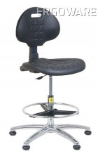 ESD židle Soft PU StaticTec, zvýšená s kruhovou opěrkou, kluzáky, černá