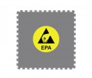 OEM PR - ESD PVC dlažba, 490x490x6,5mm, tmavě šedá, strukturovaný, protiskluzový povrch, ESD logo