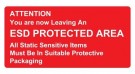 OEM PR - Výstražný štítek StaticTec, "YOU ARE LEAVING AN ESD PROTECTED AREA", samolepicí, 150x300mm