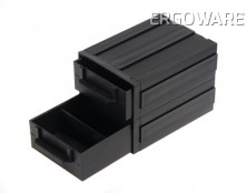 ESD box se zásuvkami StaticTec, stohovací, 139x93x46mm, černý