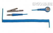 Spirálový uzemňovací kabel StaticTec, 10mm/banánek, 1,8m, modrý