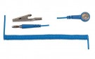 Spirálový uzemňovací kabel StaticTec, 10mm/banánek, 1,8m, modrý